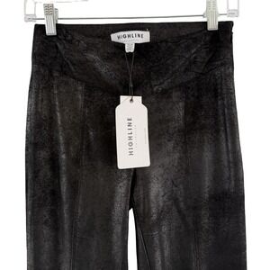 Highline Collective Pants Womens XS Black Coated Leggings Ankle Zip Stretch NWT